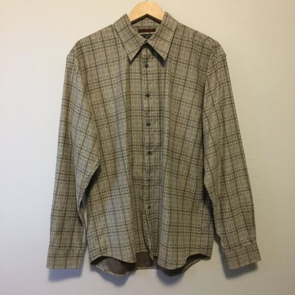Hathaway Faux Suede Plaid Button Down Dress Shirt - Picture 3 of 12